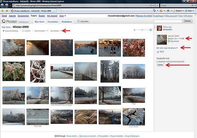 Picasaweb foto's uploaden