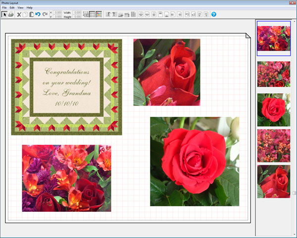 Position and size images in Photo Layout so you don't waste printable fabric.